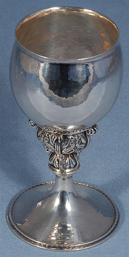 A good George V Arts & Crafts planished silver goblet, Height 5 ¾”/146mm Weight 5.7oz/162grms